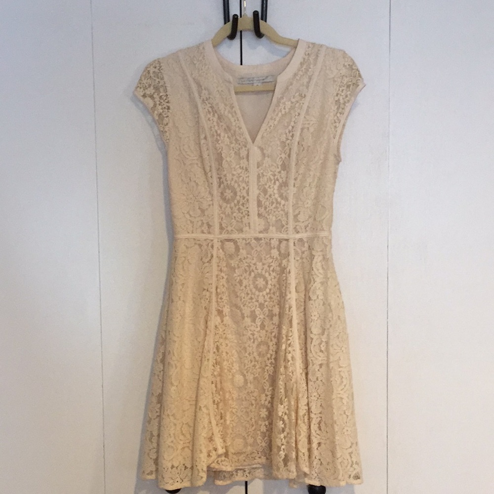 Cream Lace Midi Dress